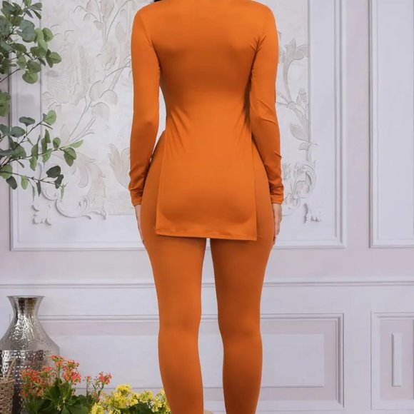 Long Sleeve Top and Pant Set- RUST COLOR - Picture 2 of 4